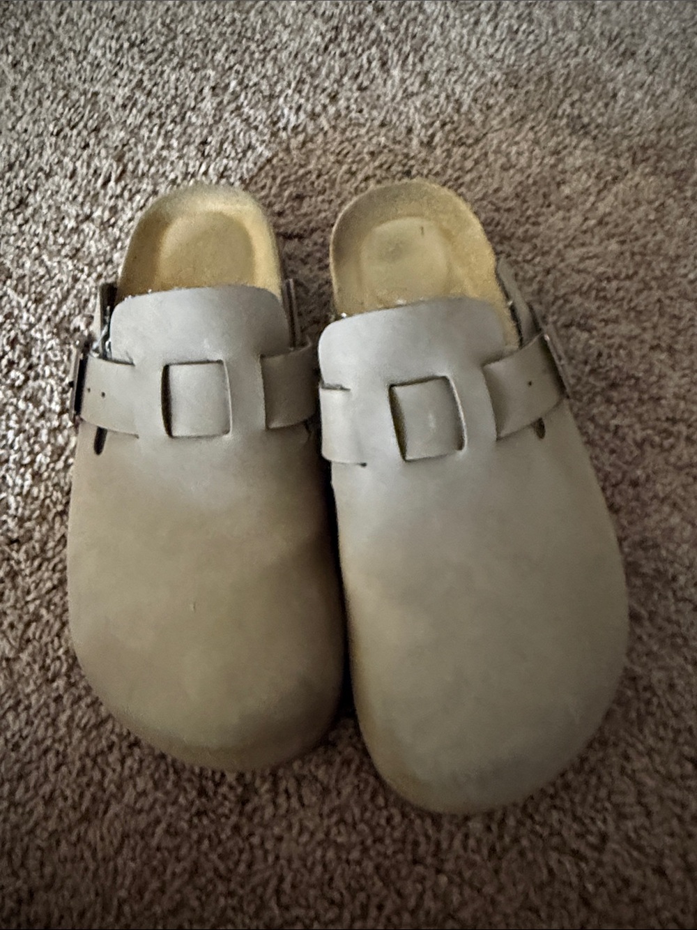 Neutral Beige Slip-On Buckle Clog